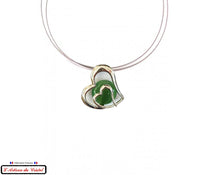 Charger l&#39;image dans la galerie, Coffret Luxe Collier Femme &quot;Bijoux Créateur&quot; Acier Inoxydable et Cristal Maison Klein : Double Coeur Vert
