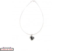 Charger l&#39;image dans la galerie, Coffret Luxe Collier Femme &quot;Bijoux Créateur&quot; Acier Inoxydable et Cristal Maison Klein : Double Square Noir
