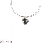 Charger l&#39;image dans la galerie, Coffret Luxe Collier Femme &quot;Bijoux Créateur&quot; Acier Inoxydable et Cristal Maison Klein : Double Square Noir
