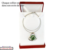 Charger l&#39;image dans la galerie, Coffret Luxe Collier Femme &quot;Bijoux Créateur&quot; Acier Inoxydable et Cristal Maison Klein : Double Coeur Vert
