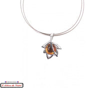 Load image into Gallery viewer, Luxury Women&#39;s Necklace Box &quot;Designer Jewelry&quot; Stainless Steel and Crystal Maison Klein : Maple Leaf Amber
