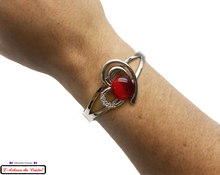 Charger l&#39;image dans la galerie, Coffret Luxe Bracelet Femme &quot;Klein Créateur&quot; Acier Inoxydable et Cristal : Coeur Éclat Rouge
