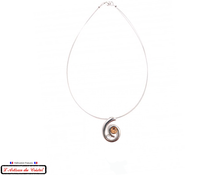 Charger l&#39;image dans la galerie, Coffret Luxe Collier Femme &quot;Bijoux Créateur&quot; Acier Inoxydable et Cristal Maison Klein : Spirale Orange Clair Taillé
