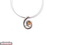 Charger l&#39;image dans la galerie, Coffret Luxe Collier Femme &quot;Bijoux Créateur&quot; Acier Inoxydable et Cristal Maison Klein : Spirale Orange Clair Taillé
