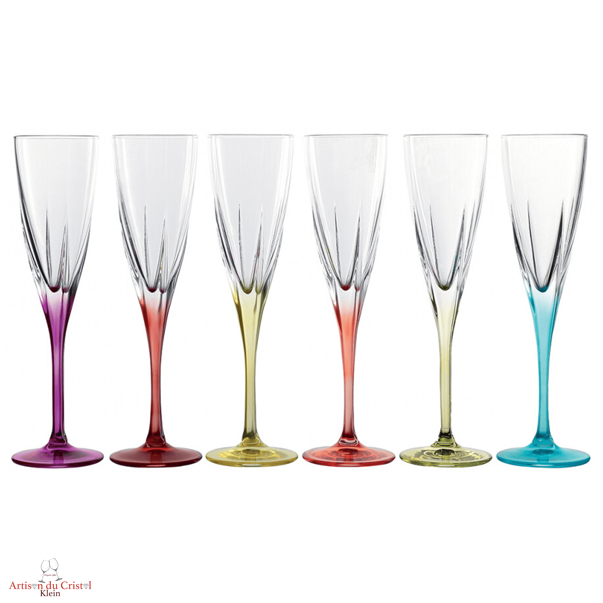 Flutes à champagne en cristal de couleur